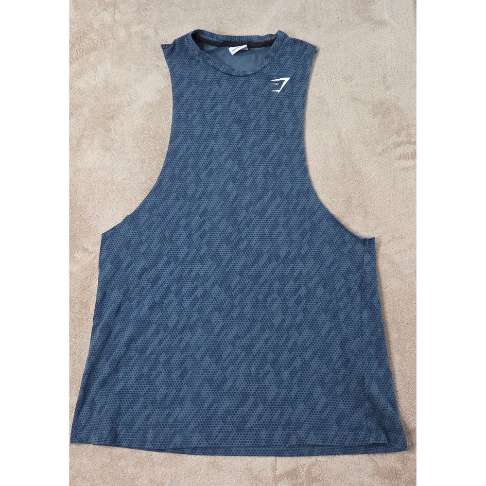 Gymshark Critical Drop Arm Tank Top Mens Medium Blue AOP GMST3249-ATP